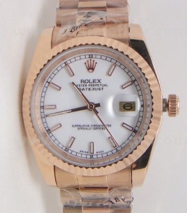 All Rose Gold White Dial Rolex Copy Datejust Watch
